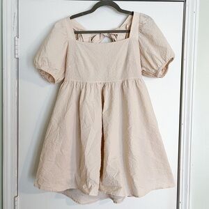 MABLE Cream Textured Babydoll Dress